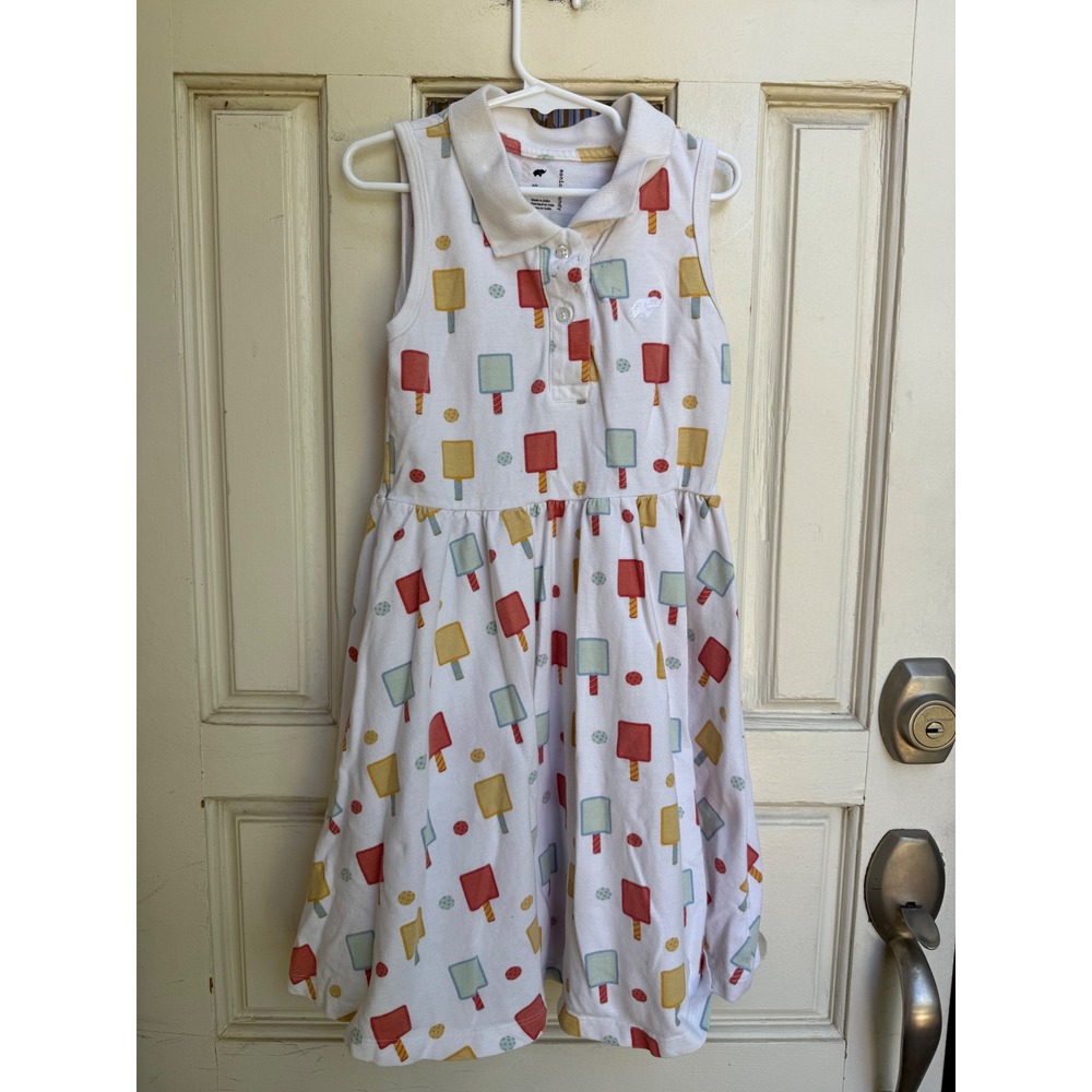 Monica + Andy White Organic Cotton Popsicle Print Sleeveless Polo Dress Size 10